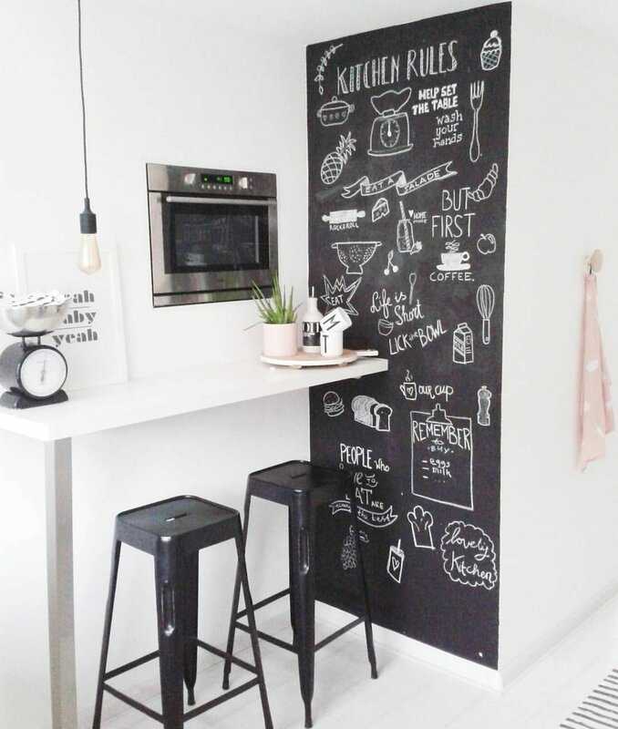 Грифельная стена на кухне — как ее сделать?