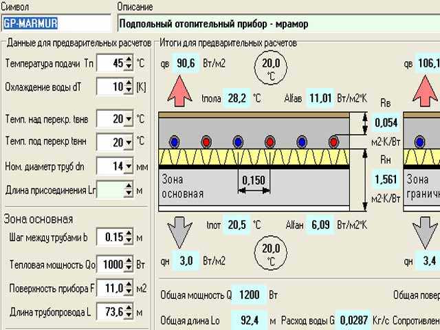 Калькулятор расчета длины контура водяного теплого пола