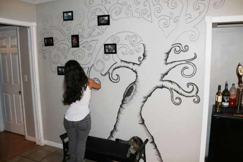Рисунки на стене в квартире своими руками: красивые идеи оформления (58 фото)