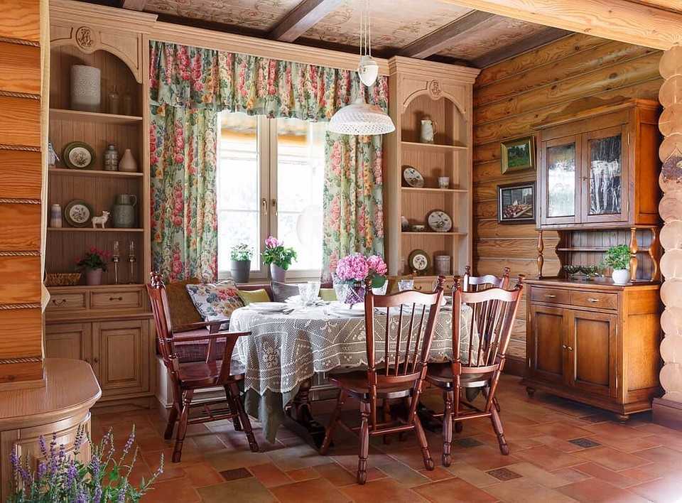 Деревенский стиль в интерьере загородного дома: как красиво оформить в русском стиле
 - 50 фото