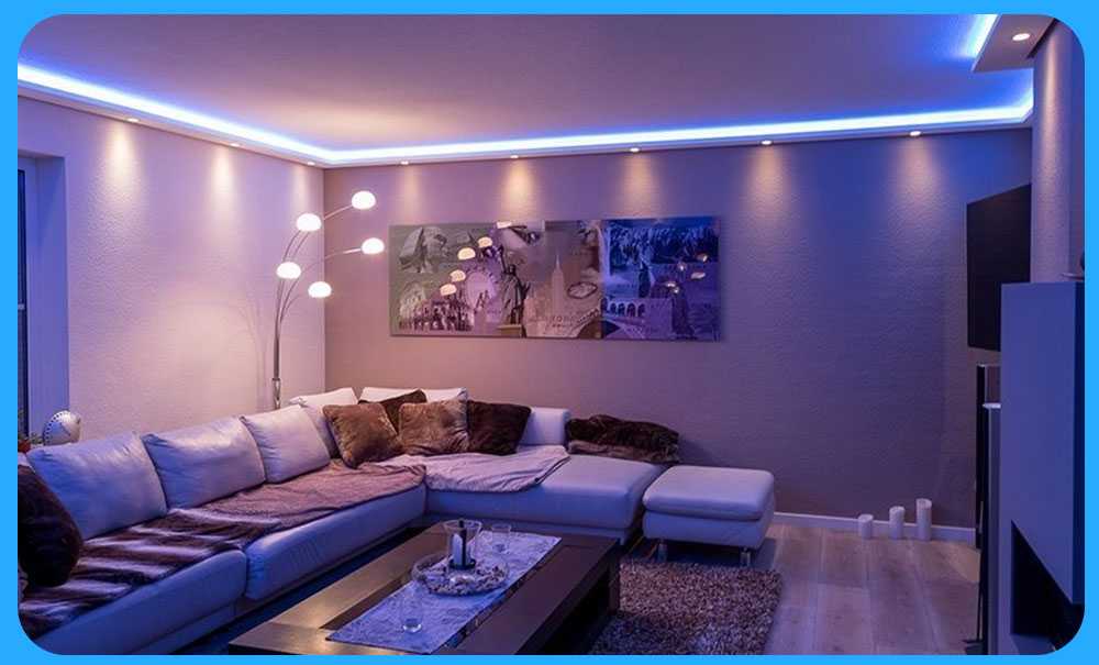 Неоновая подсветка в квартирах и домах > 50 фото-идей – неоновое освещение потолка, пола, в гостиной, кухне и др.