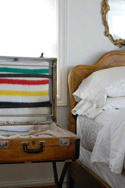 Старый чемодан в интерьере: декор - 33 фото