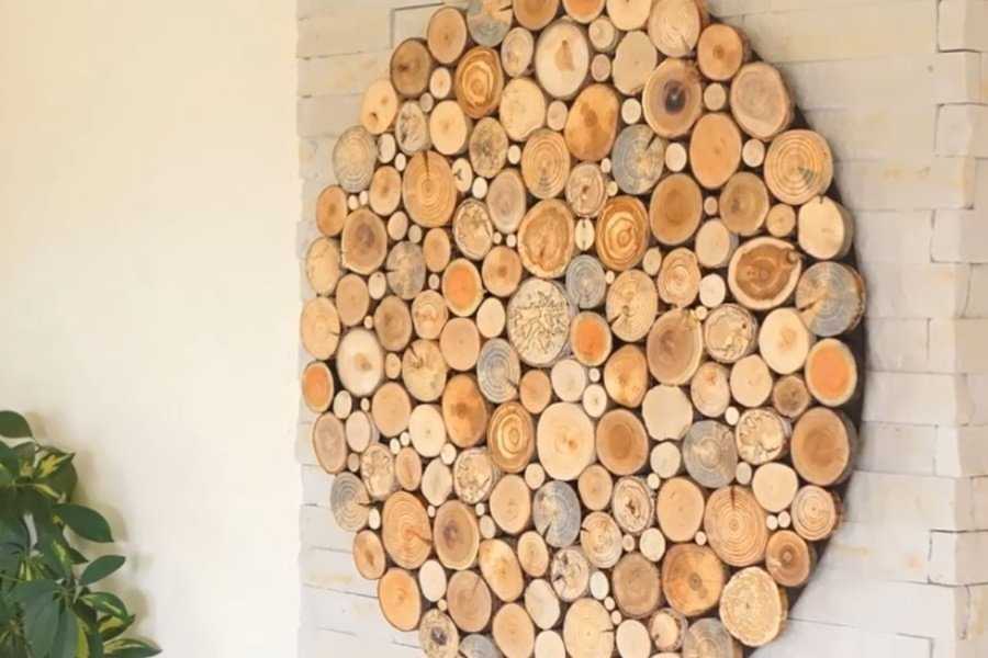 Особенности и варианты отделки стен спилами дерева